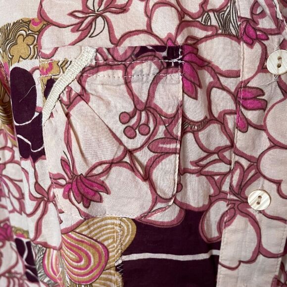 i.e. Relaxed Floral Burgundy Beige Long Sleeve Top Size MP - Picture 8 of 10